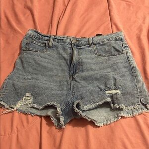 Celebrity Pink Blue Distressed Jean Shorts